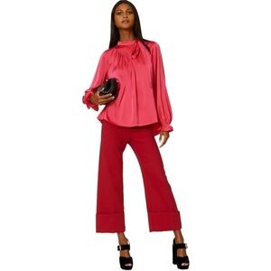 Adam Lippes Collective Pink Bow Blouse